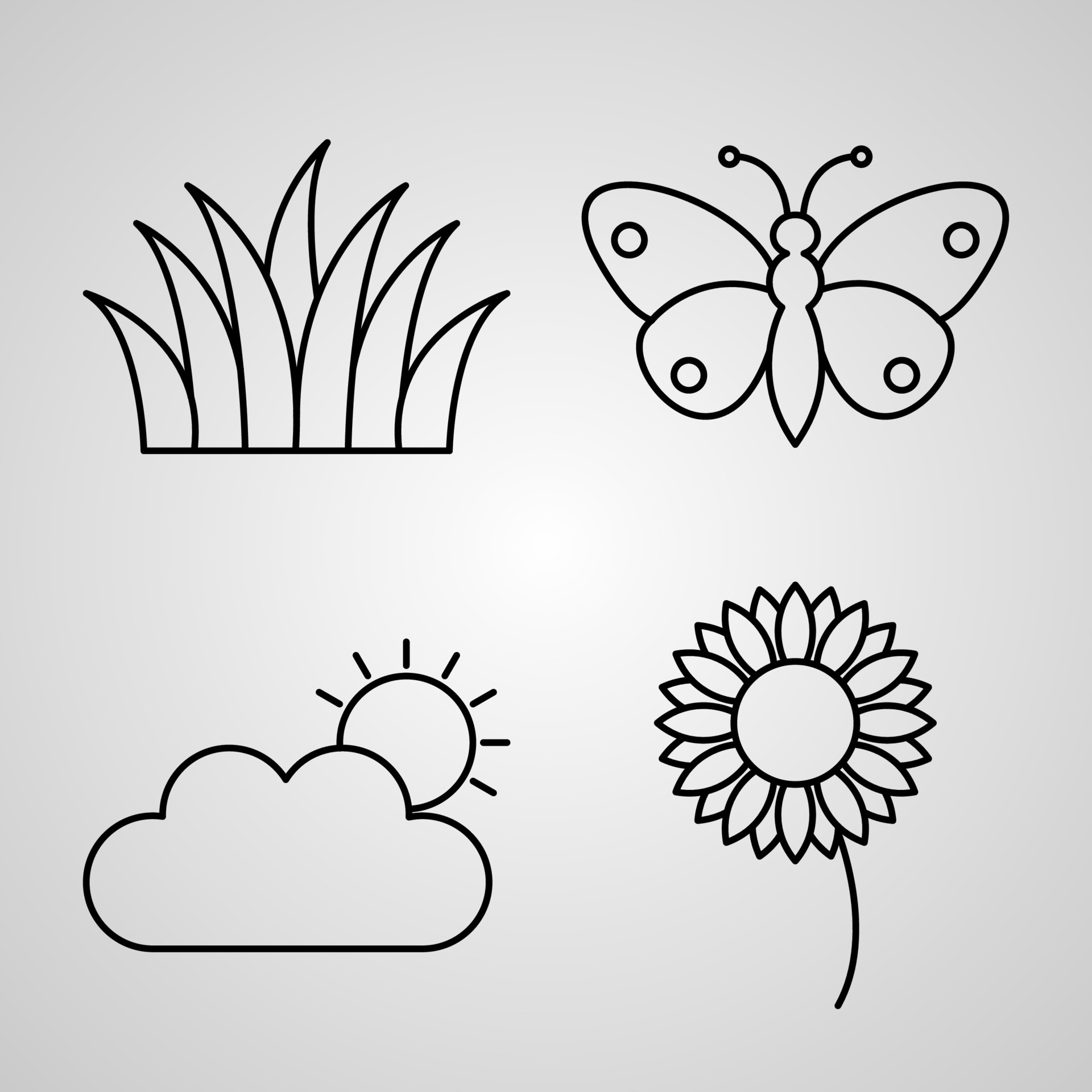 Spring Icon Collection White Color Background 3465374 Vector Art at ...