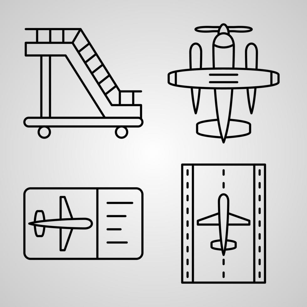 conjunto de iconos de línea de vector de aviación