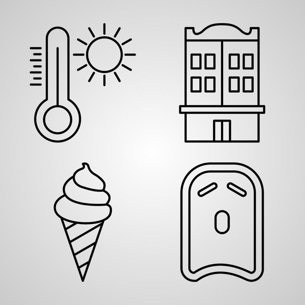 Summer Line Icon Set in Trendy Outline Style vector