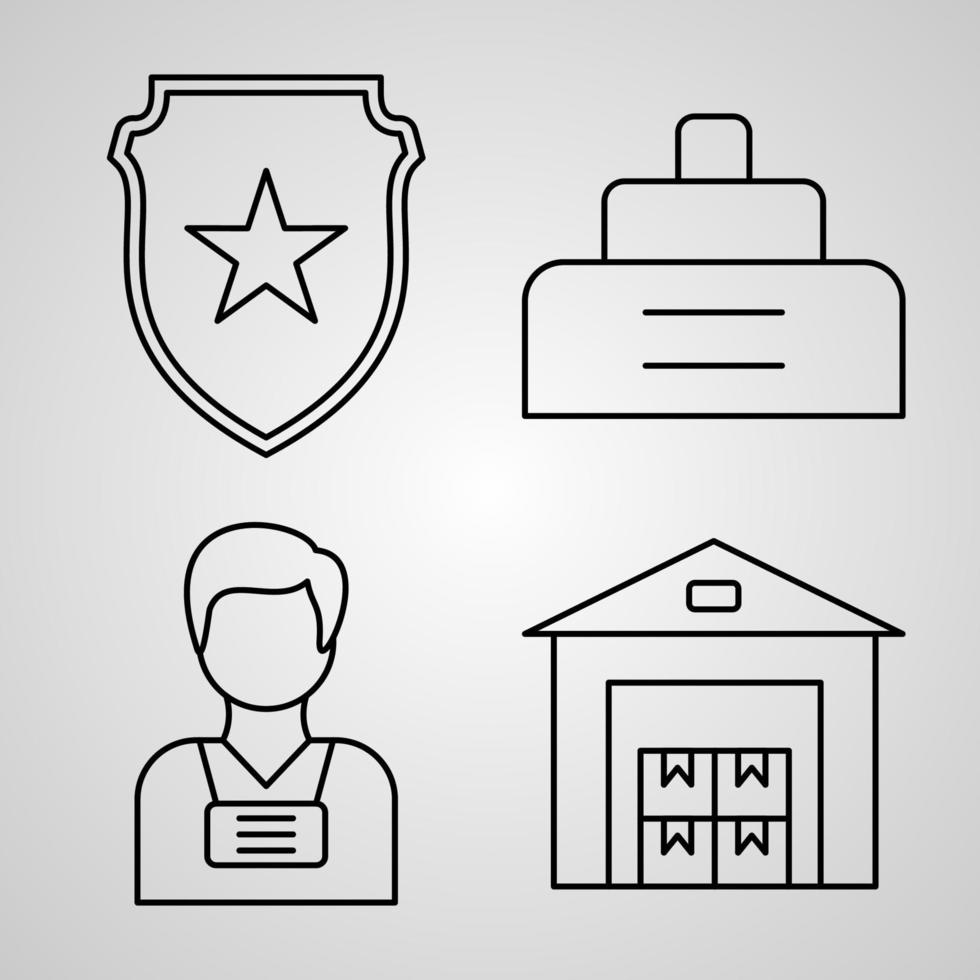 Set of Military Icons Vector Illustration Isolated on White Background