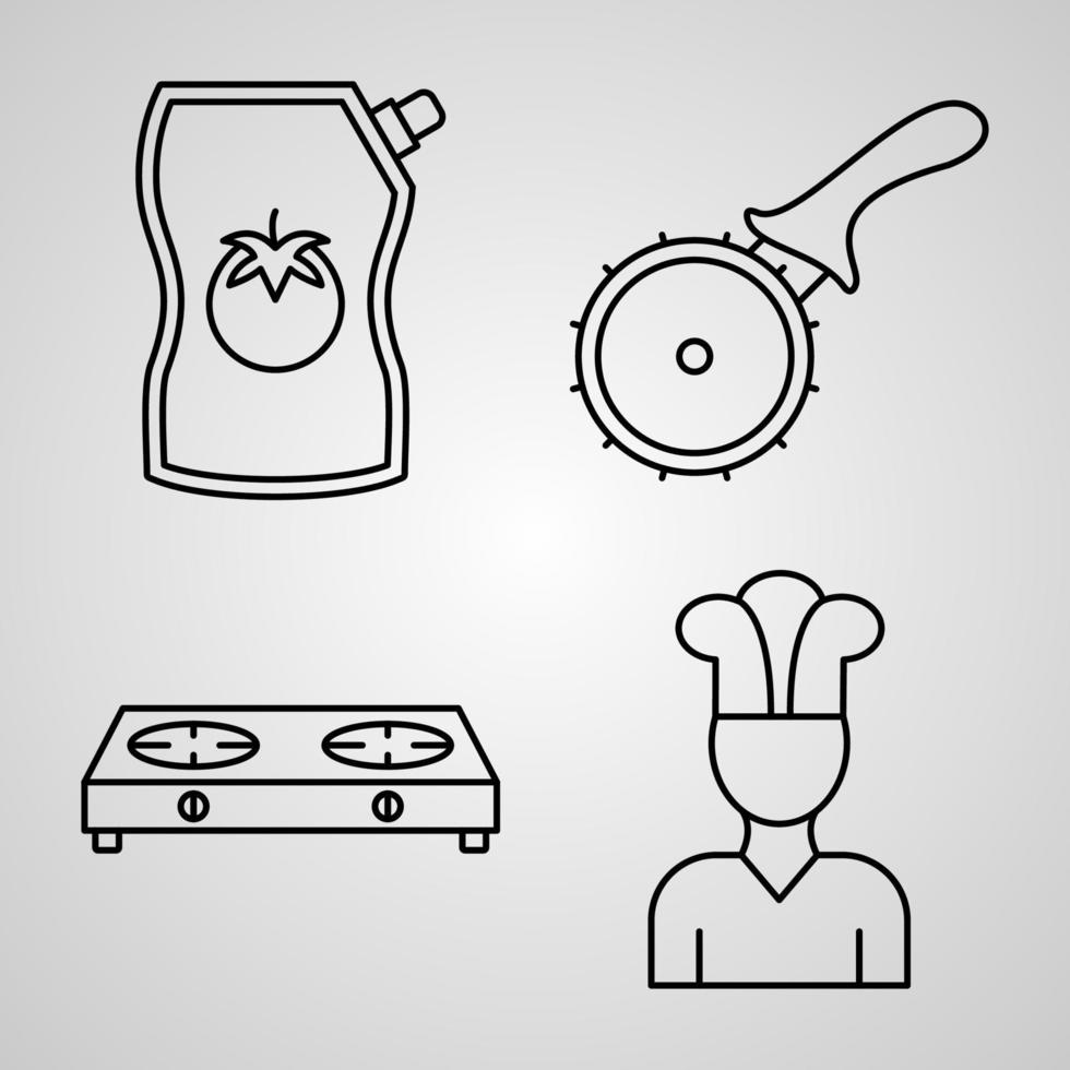 conjunto simple de iconos de línea de vector de cocina