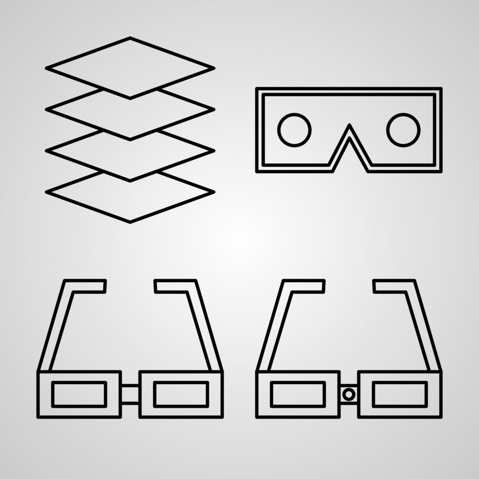 Virtual Reality Icon Collection White Color Background vector