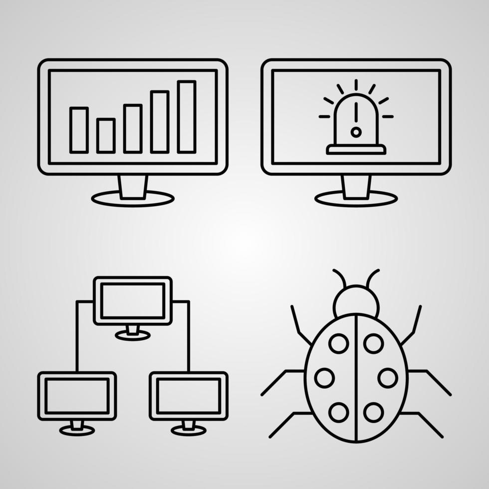 Cyber Security Icon Collection White Color Background vector