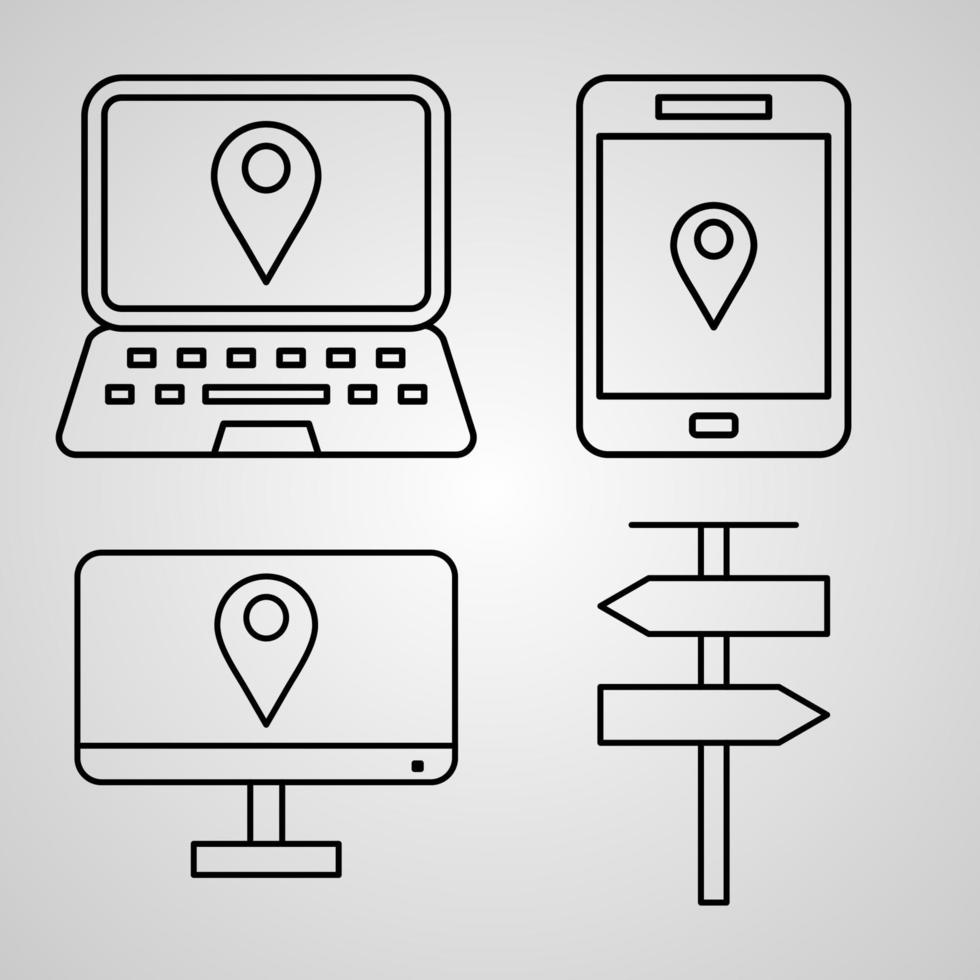 Simple Set of Navigation and Maps Vector Line Icons