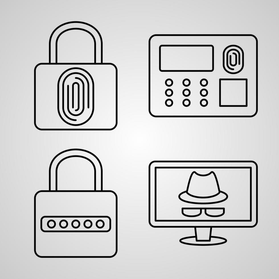Set of Vector Line Icons of Cyber Security