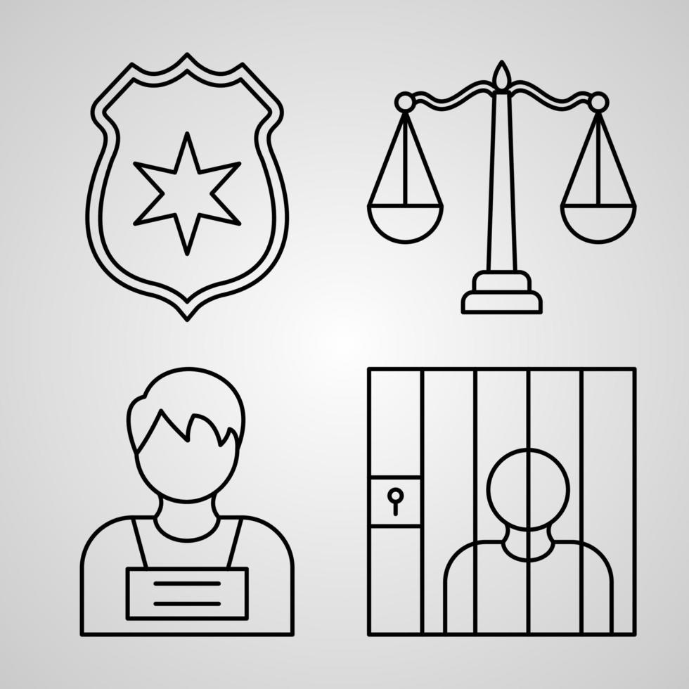 Justice and Law Icon Collection White Color Background vector