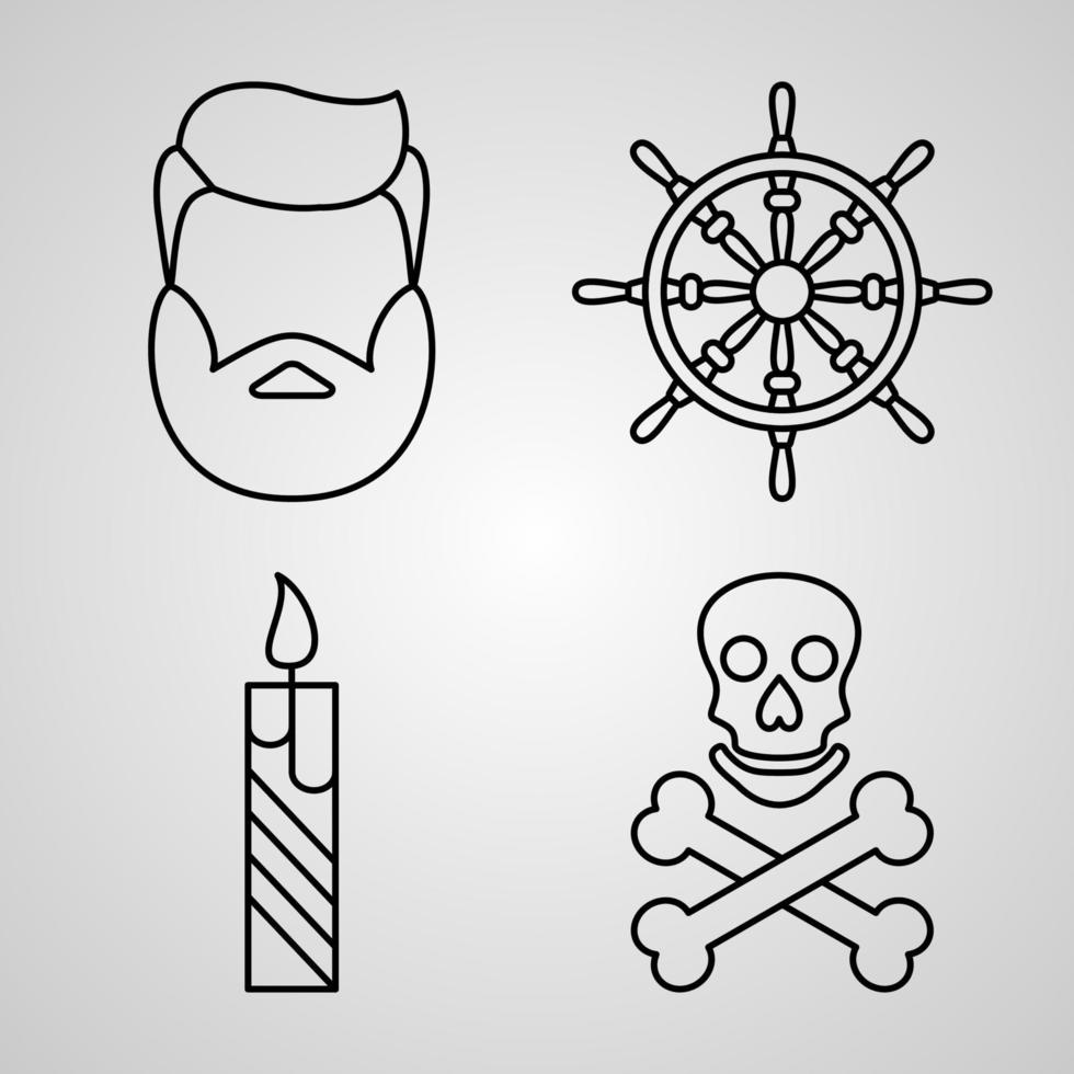 conjunto simple de iconos de línea de vector pirata