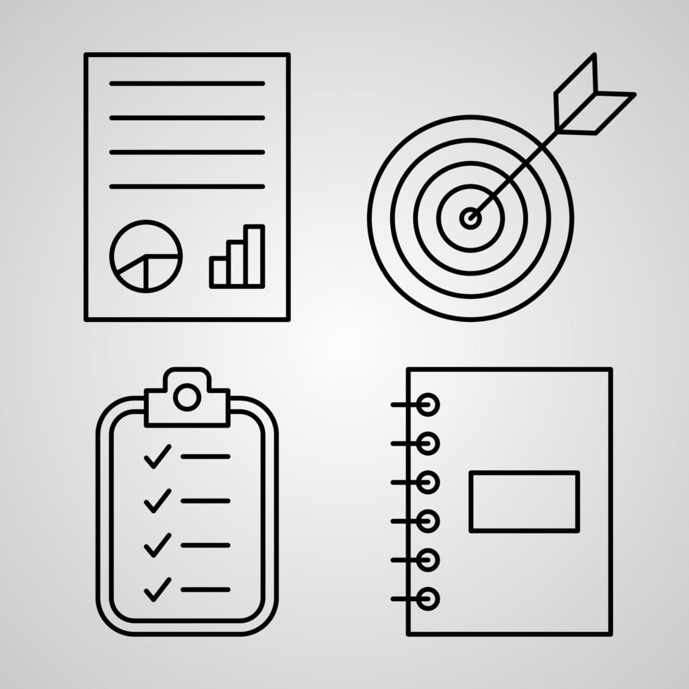 Simple Set of Notes and Tasks Vector Line Icons