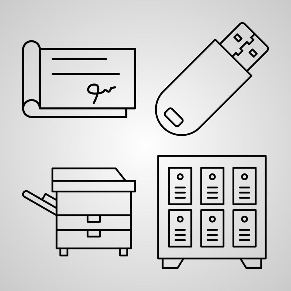 Set of Vector Line Icons of Accounting