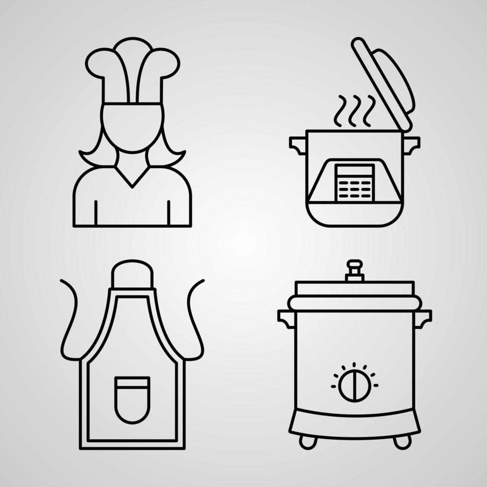 cocina, icono, conjunto, vector, ilustración, eps vector