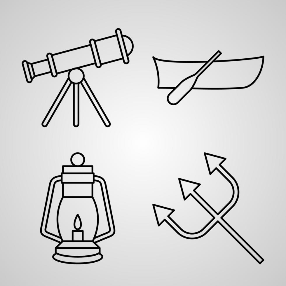 Pirate Line Icons Set Isolated On White Outline Symbols Pirate vector