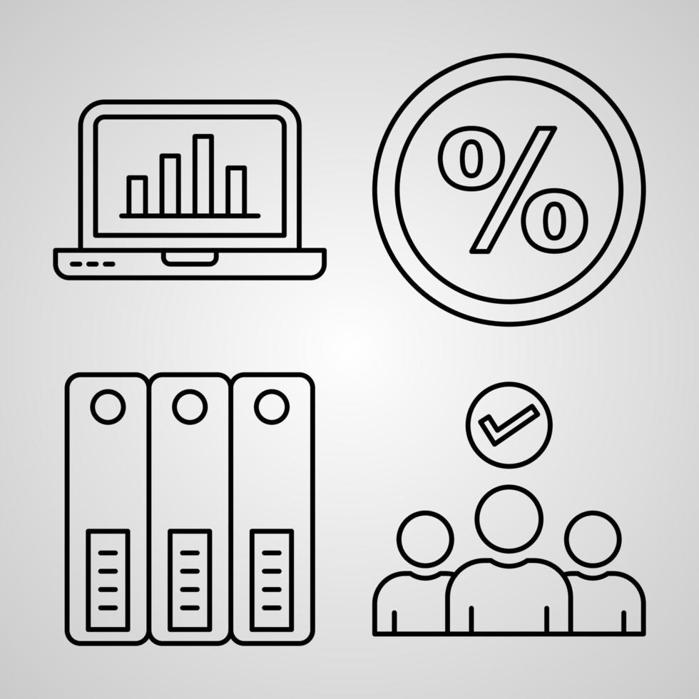 colección de símbolos comerciales misceláneos en estilo de contorno vector