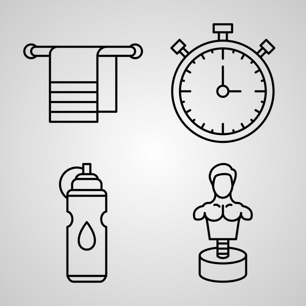 Collection of Gym Symbols in Outline Style vector