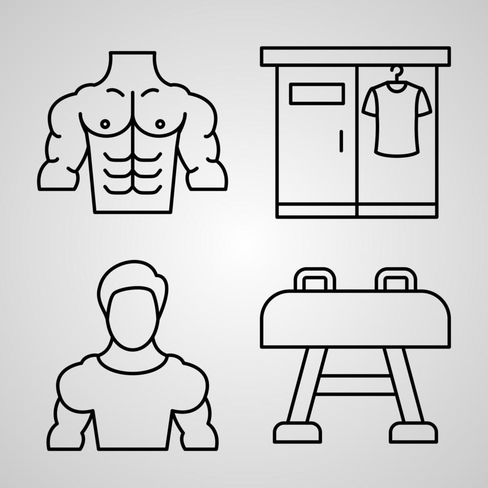 Set of Gym Icons Vector Illustration Isolated on White Background