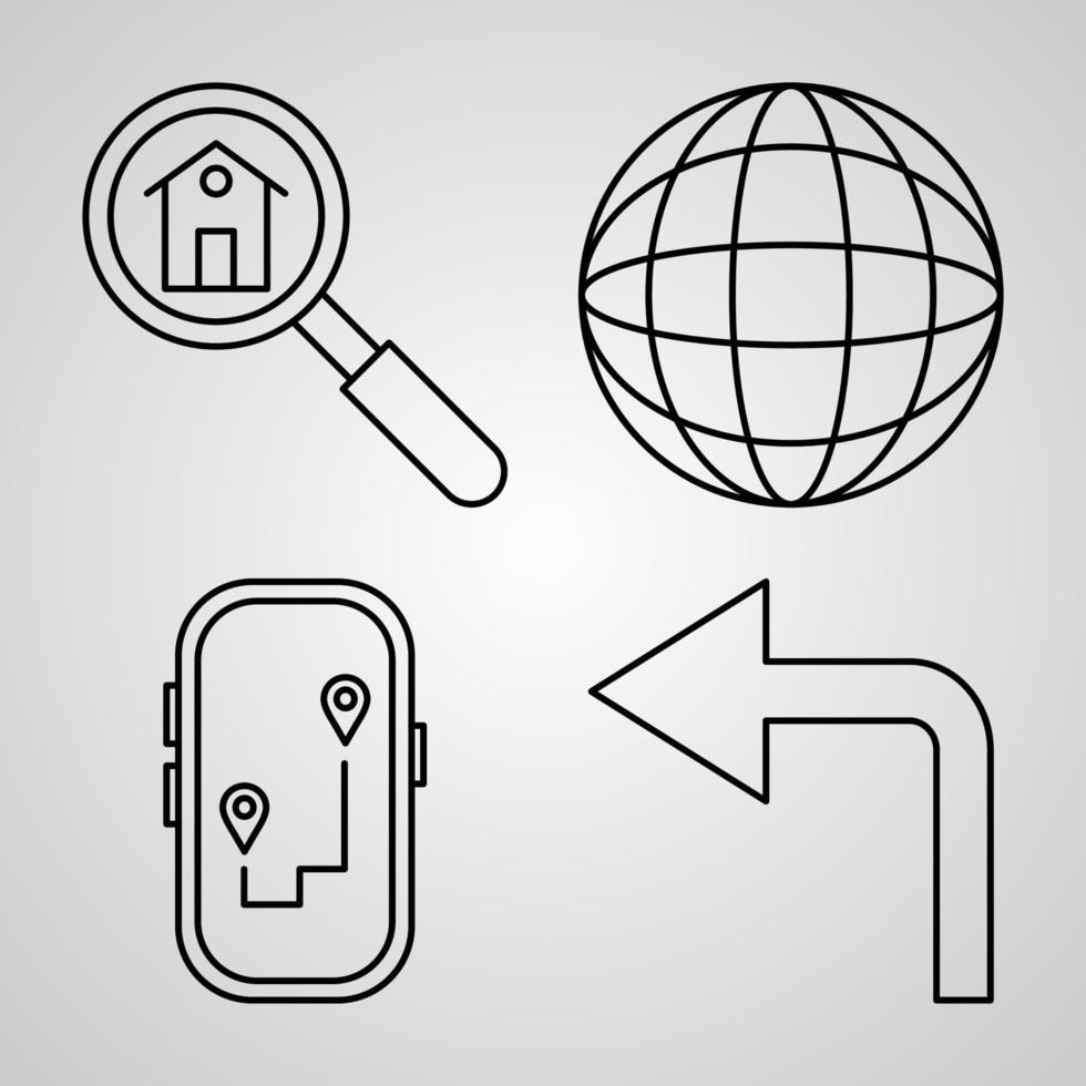 Navigation and Maps  Collection of Vector Symbol in Trendy Outline