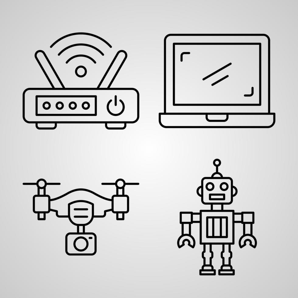 Internet of Thinking Line Icon of Symbol in Trendy Outline Style vector