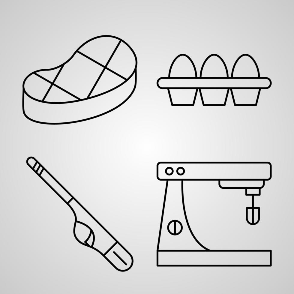 Outline Cooking Icons isolated on White Background vector