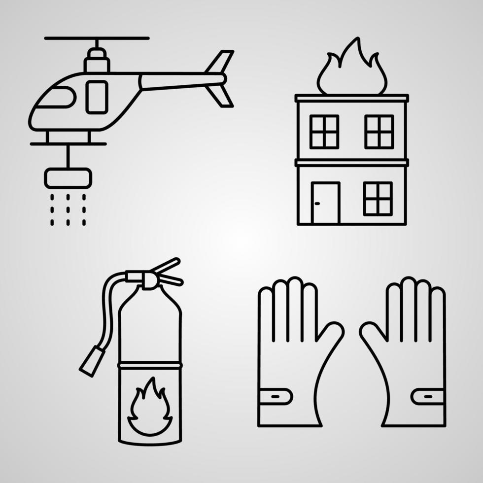 Simple Set of FireFighter Vector Line Icons