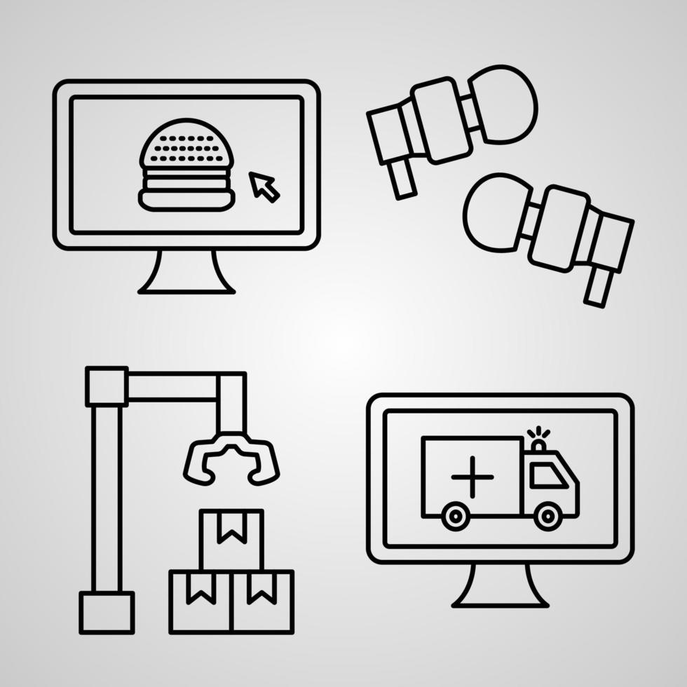 Internet Icons On White background Internet of Thinking Outline Icons vector
