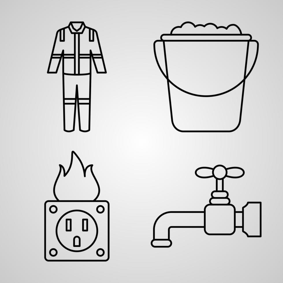 colección de símbolos de bombero iconos de contorno de bombero vector