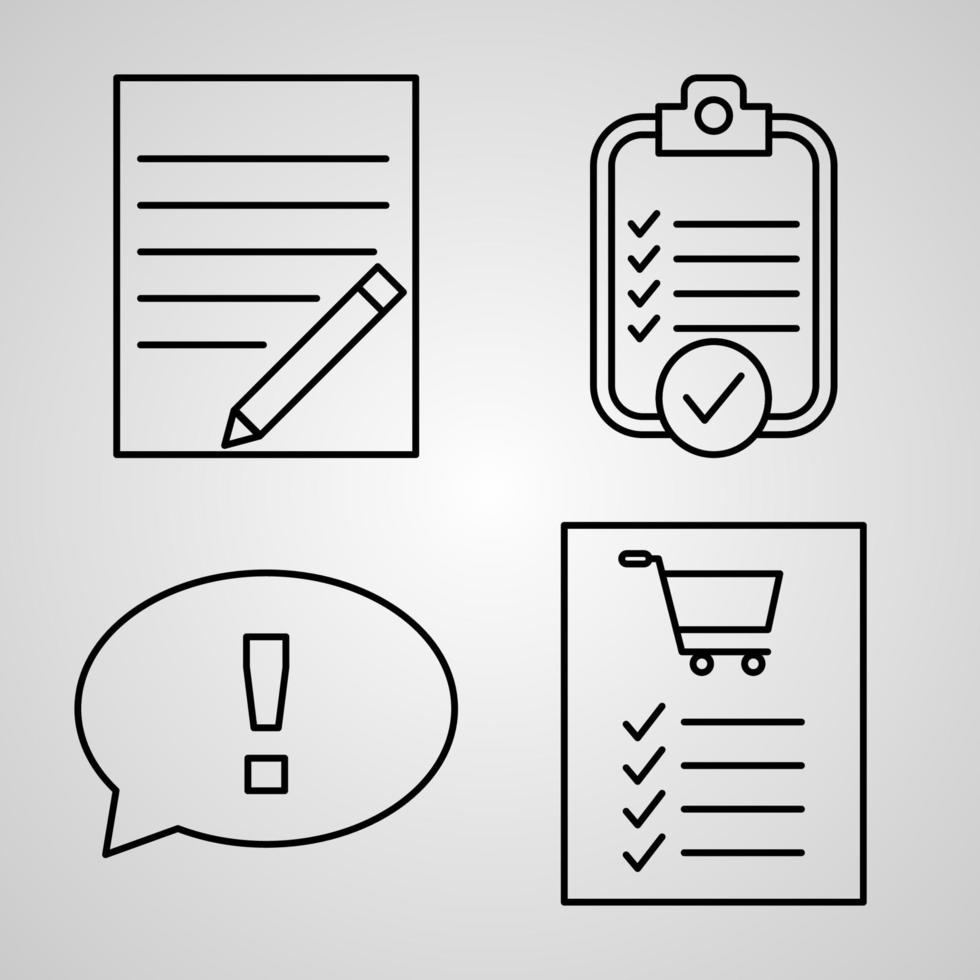 Notes and Tasks Line Icons Set Outline Symbols Notes and Tasks vector