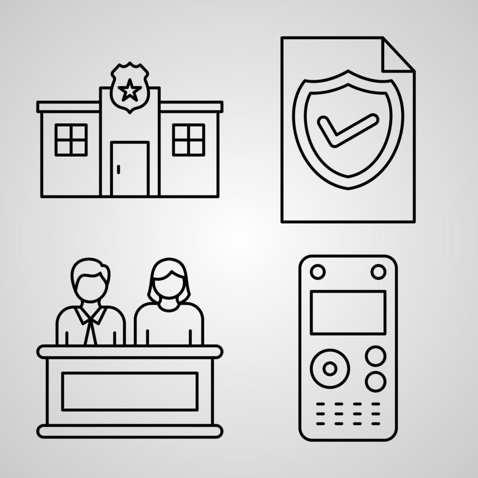 Justice and Law Line Icons Set  Outline Symbols Justice and Law vector