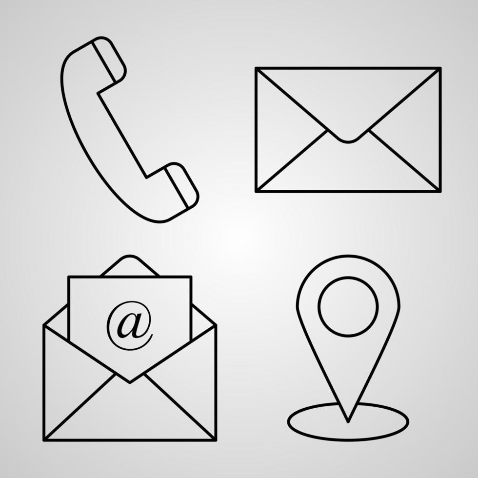 Set of Vector Line Icons of Contact Us