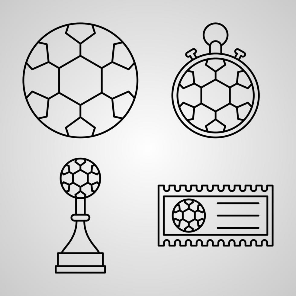 Set of Vector Line Icons of Soccer