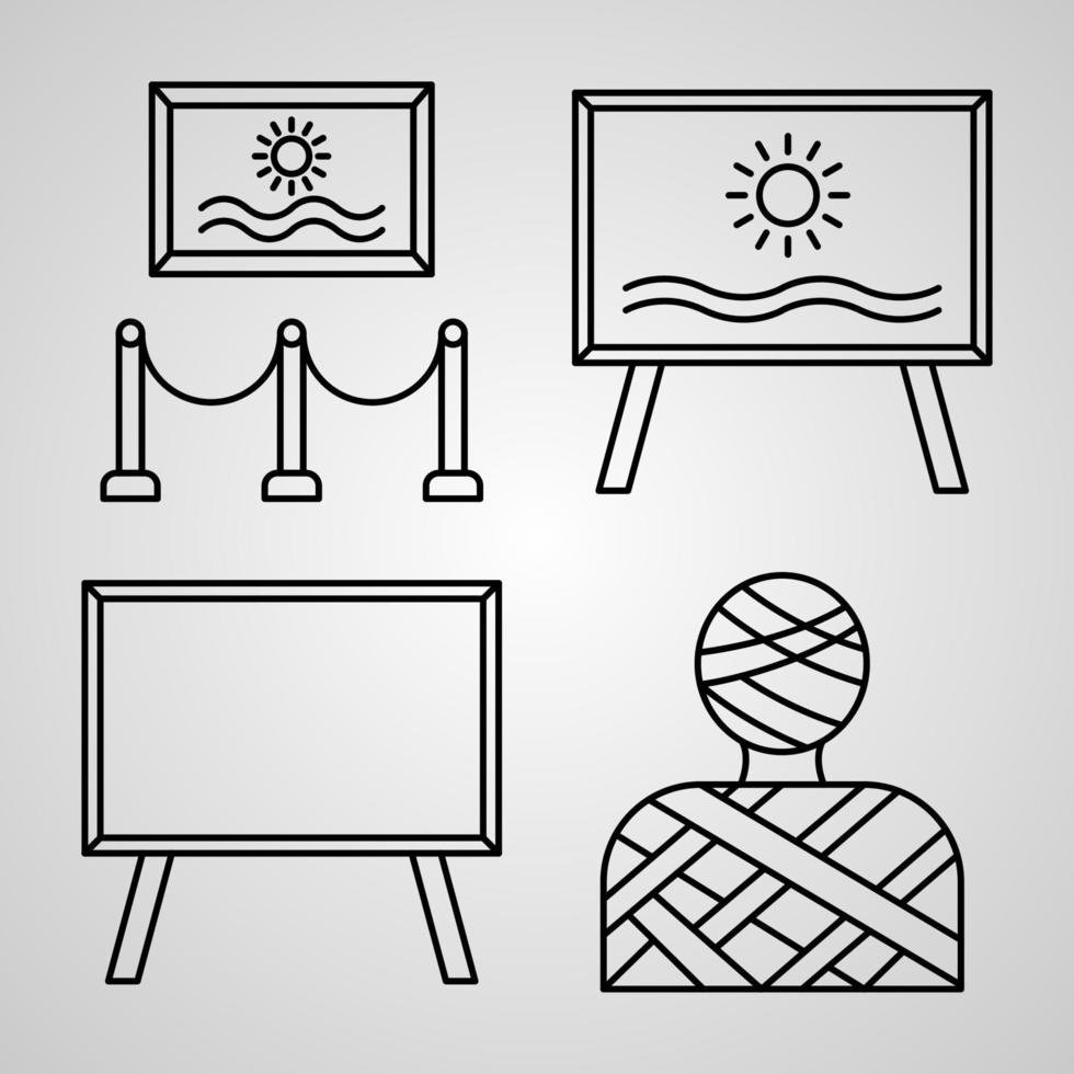 Set of Vector Line Icons of Museum