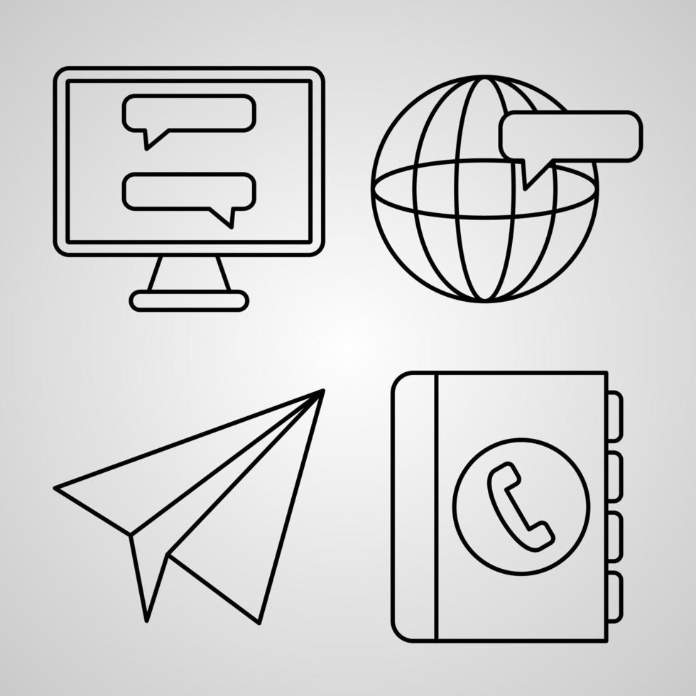Contact Us Icon Collection White Color Background vector
