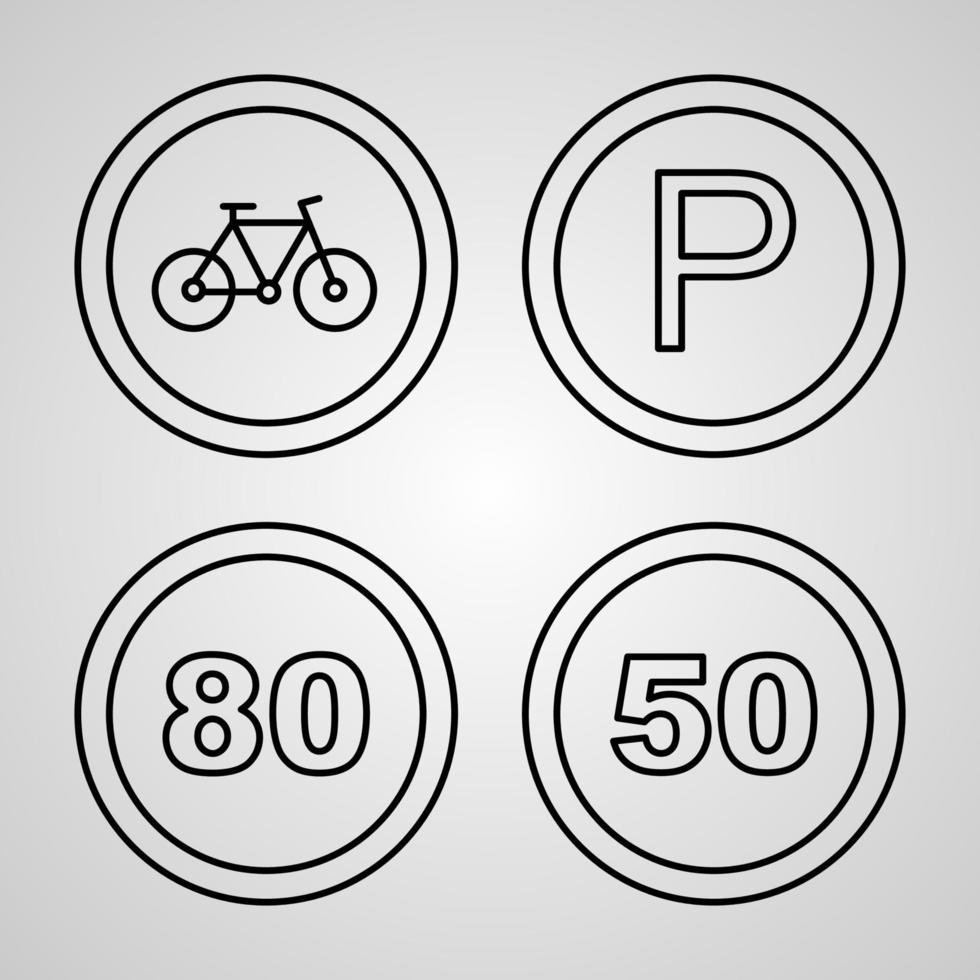 Road Signs Icon Collection White Color Background vector