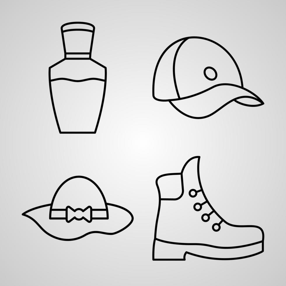 conjunto de iconos de diseño plano de línea fina de artesanías vector