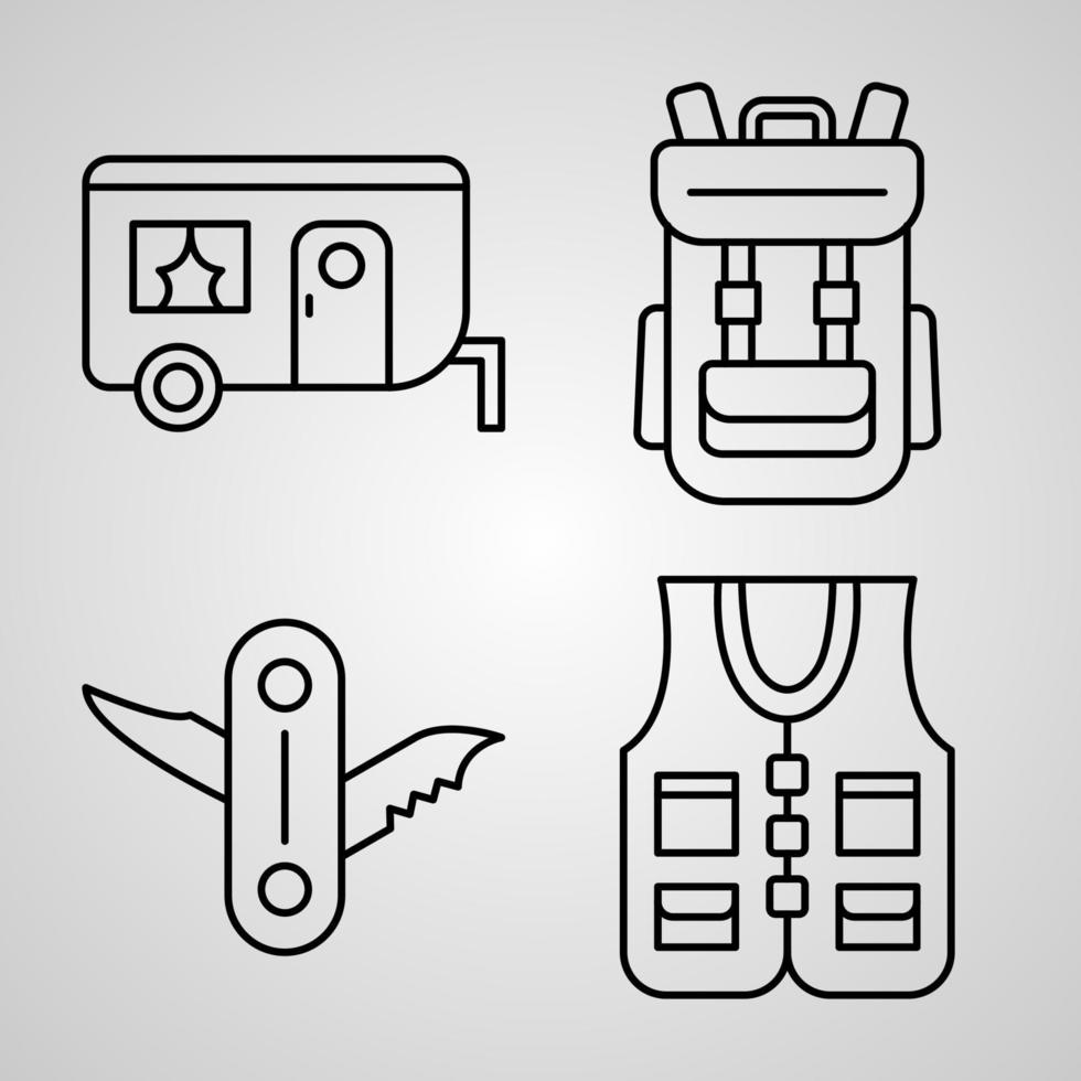 Fishing Symbol Collection On White background Fishing Outline Icons vector