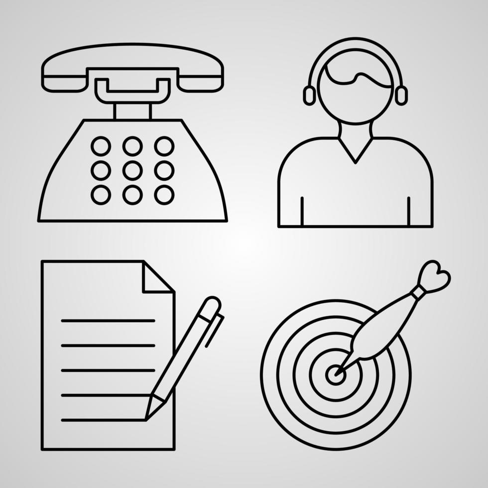 Collection of Contact Us Symbols in Outline Style vector