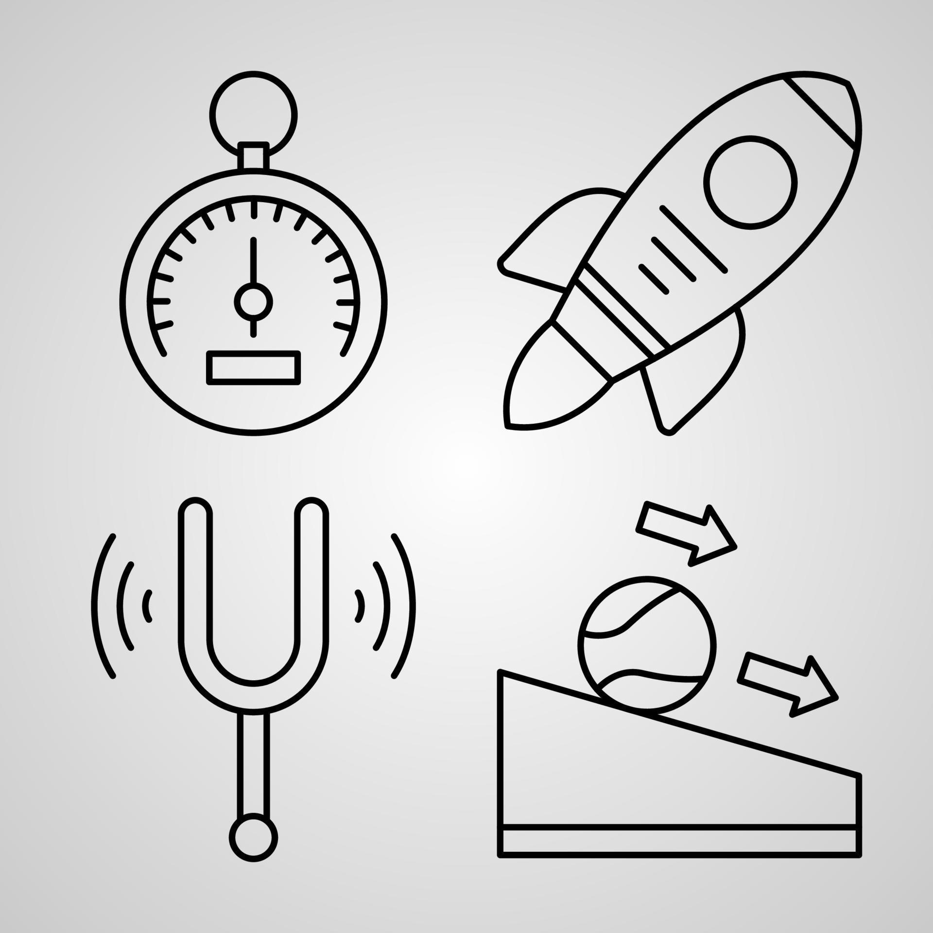 Physics Symbol Collection On White background Physics Outline Icons