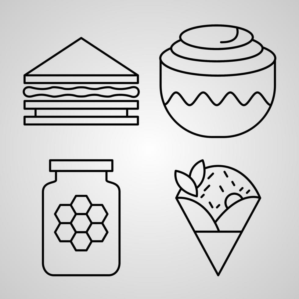 Set of Bakery Icons Vector Illustration Isolated on White Background