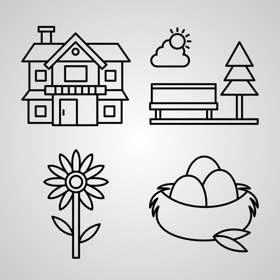 Village Icon Set Vector illustration EPS