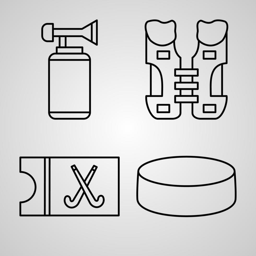 Outline Hockey Icons isolated on White Background vector