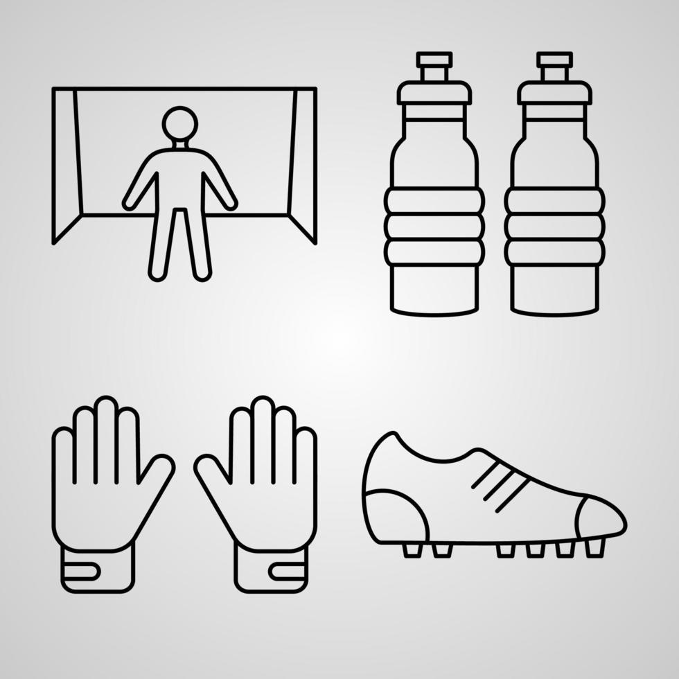 Outline Soccer Icons isolated on White Background vector