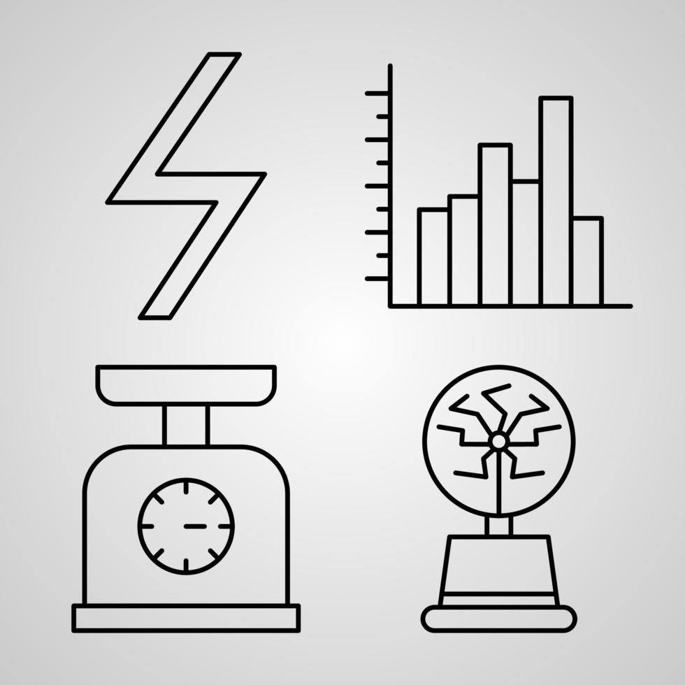 Simple Set of Physics Vector Line Icons