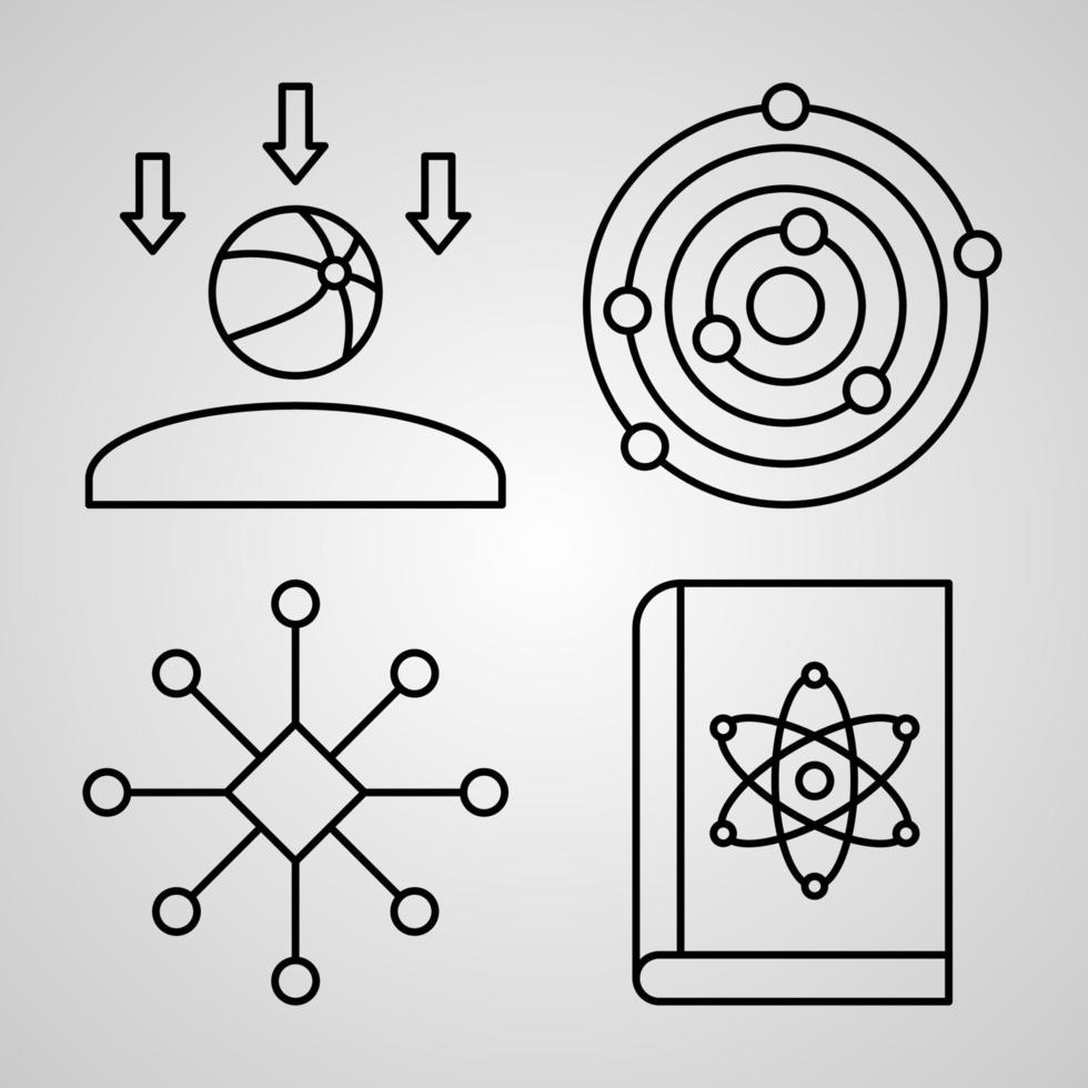 Outline Physics Icons isolated on White Background vector
