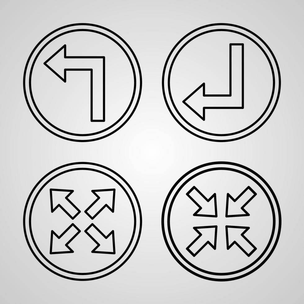 Arrows Line Icons Set Isolated On White Outline Symbols Arrows vector