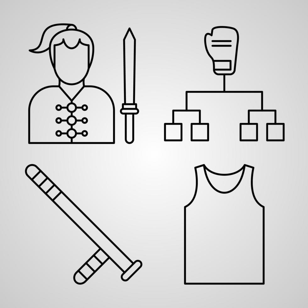 Collection of Martial Arts Symbols in Outline Style vector