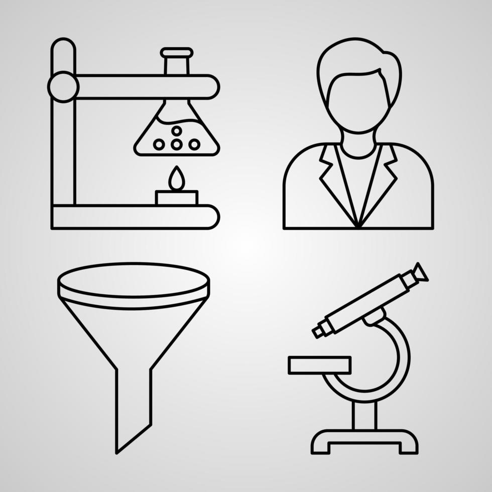 Chemistry Line Icon Set Collection of in Trendy Outline Style vector