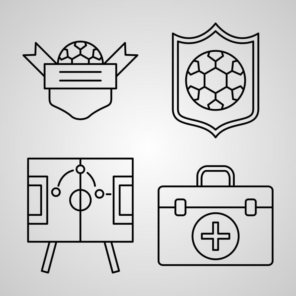 colección de conjunto de iconos de línea de fútbol en estilo de contorno de moda vector