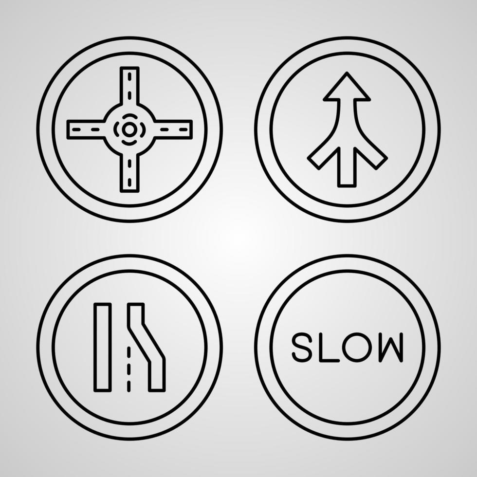 Road Signs Line Icon Set Collection of in Trendy Outline Style vector