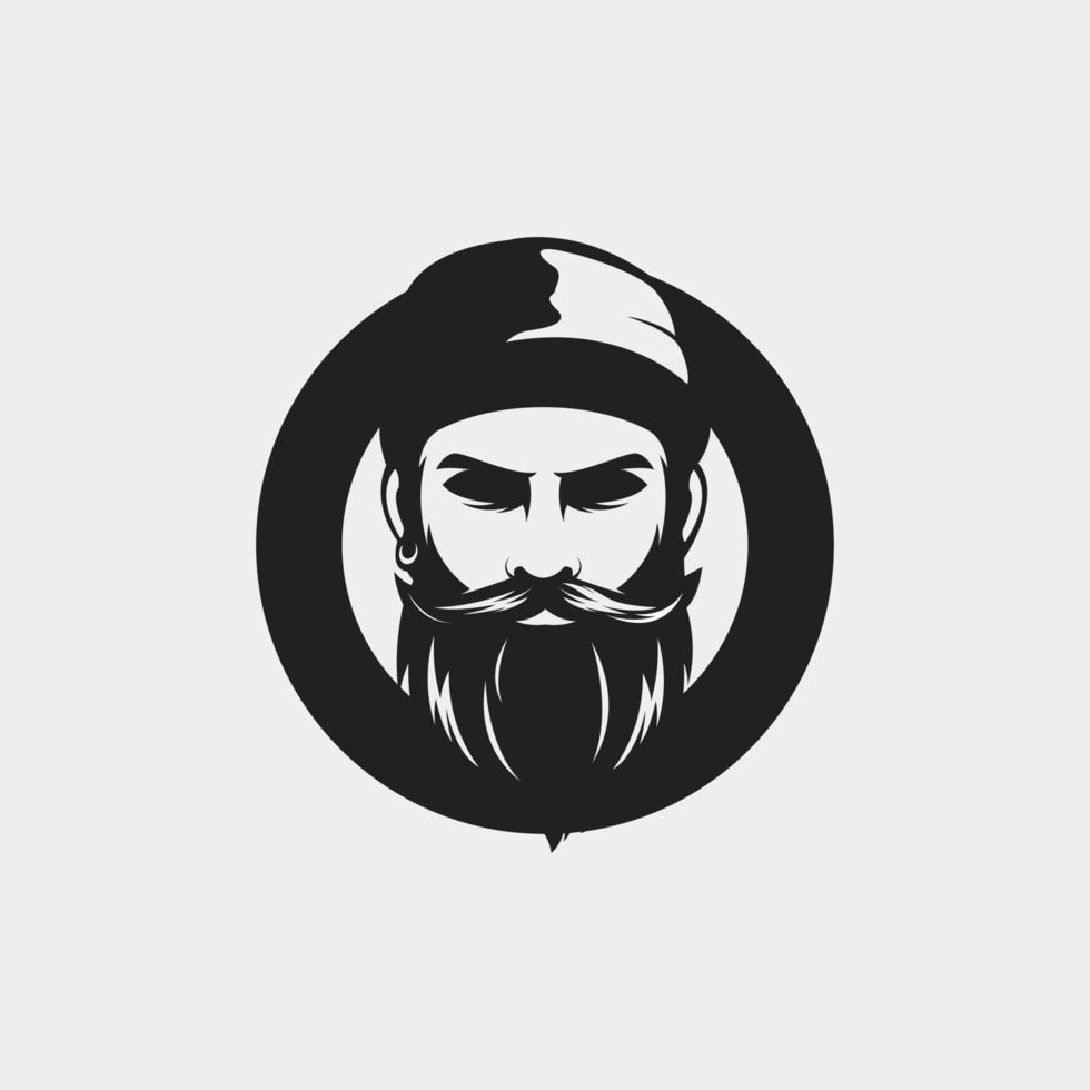 Hombre de barba impresionante con logo de mascota de vector de sombrero