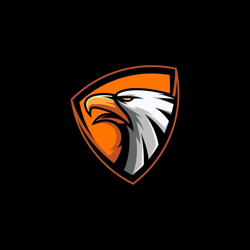 AWESOME EAGLE HEAD ORANGE SHIELD VECTOR MASCOT LOGO