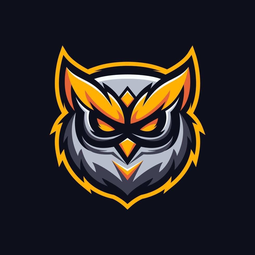 AWESOME GOLDEN OWL HEAD VECTOR MASCOT LOGO