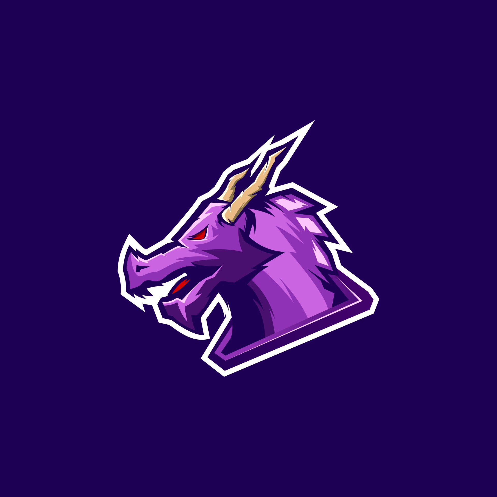 Logotipo do mascote do dragão roxo esport para a equipe de jogo